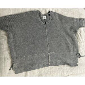 Cabi Women's Black White Striped Cupid Cardigan Sweater Small Zip-Up Boxy Fit